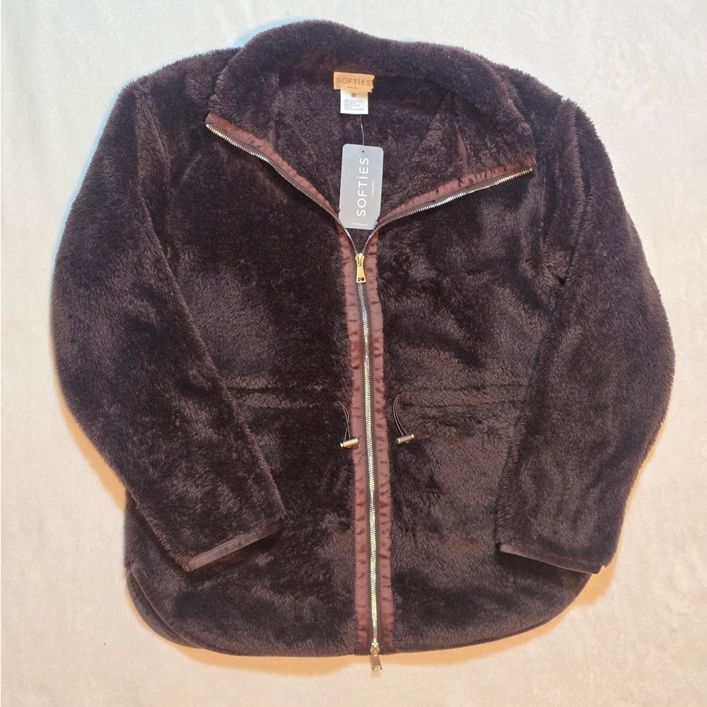 Softies -Dreamplush Double Zip- Espresso Jacket Women’s Medium NWT